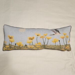 IOSIS Paris Bird in a Field of Flowers Lumbar Rectangle Throw Pillow
